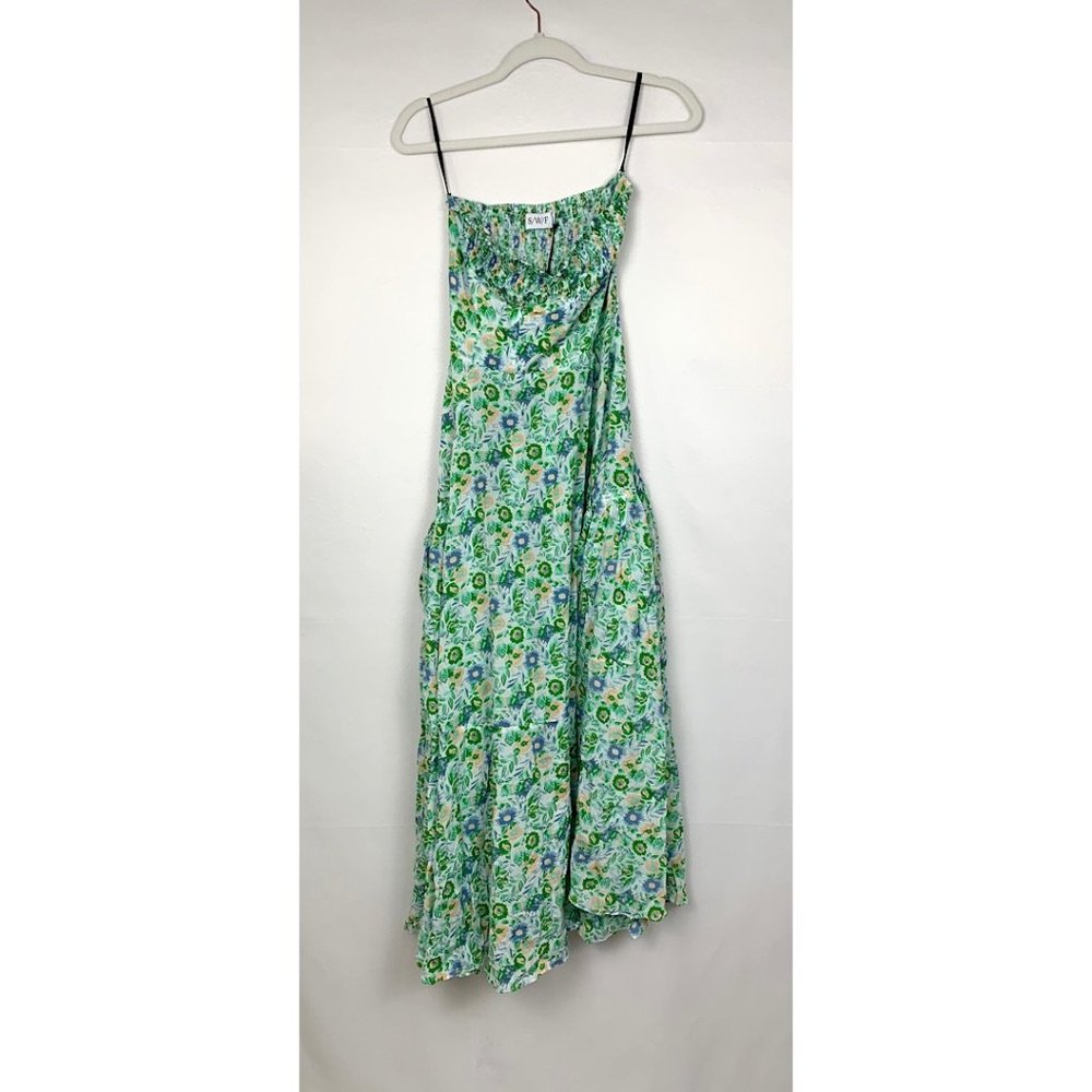 NWT SWF Strapless Midi Maxi Floral Dress Renewed Green White Small - Picture 4 of 10